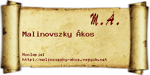 Malinovszky Ákos névjegykártya